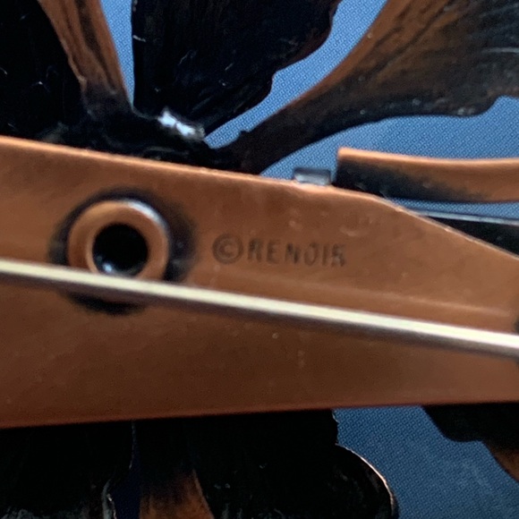 Large Signed 1950s Matisse Renior Copper Brooch and earrings set - Picture 9 of 11